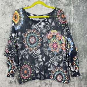 Marisima Made Italy Sweater Womens O/S Geo Abstract Pullover Jumper Art to Wear